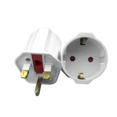 מתאם אוניברסלי AC תקע 2 פינים יורו לאיחוד האירופי לתקע 3 פינים בריטי ממיר נסיעות אירופאי H