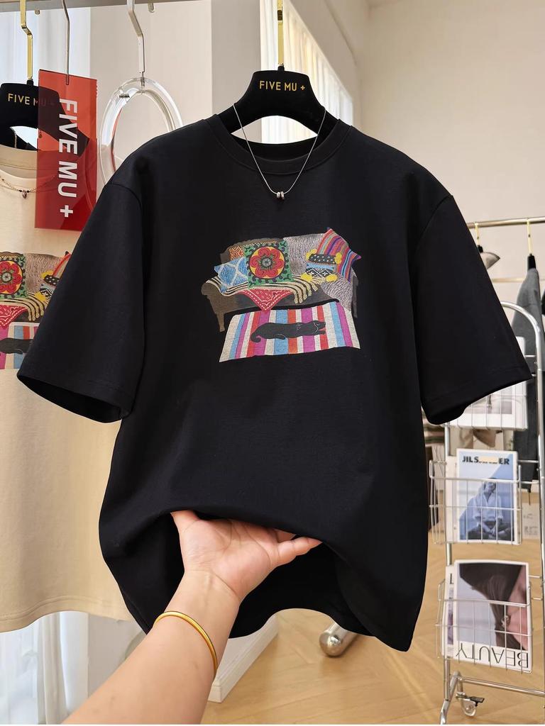 Women's Printed Loose Casual Short-Sleeve T-Shirt for Spring/Summer