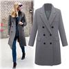 Damen Winter Revers Wollmantel Trenchcoat Lange Mantel Outwear