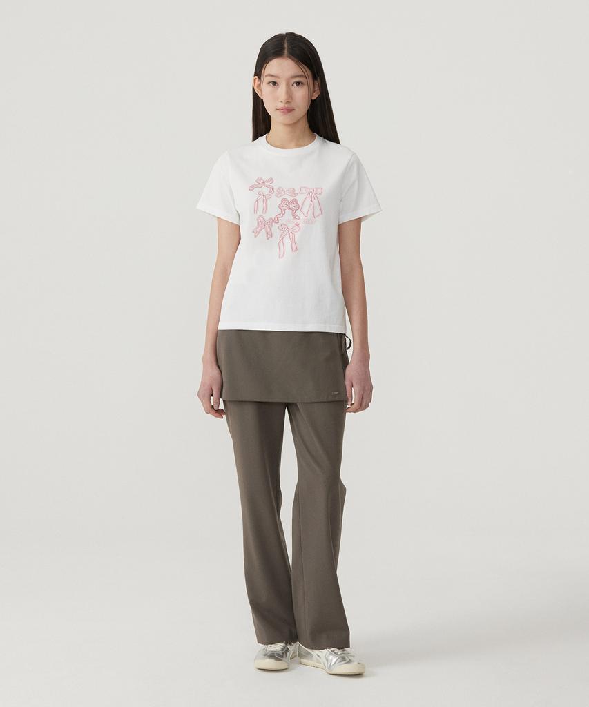 COVERNAT WOMAN Ribbon Graphic T-Shirt White