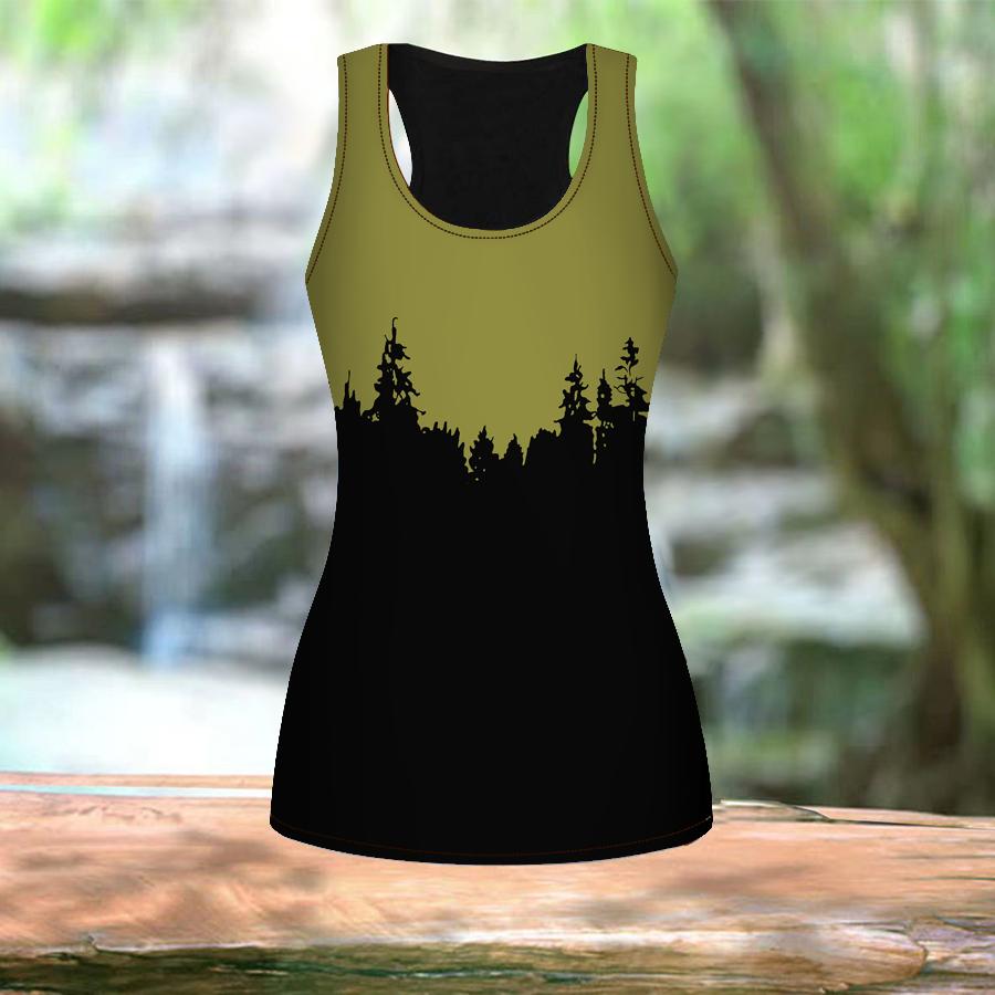 3D Green Pine and Cypress Print Women Workout Yoga Gym Printed Summer Sport Shirts Plus Size Vests