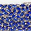WHTUOHENG Blaue Strasssteine Silbernes Metall Abend-Clutch-Tasche Für Damen Kristall Hochzeit Braut Handtasche Diamant Party Abschlussball Clutches