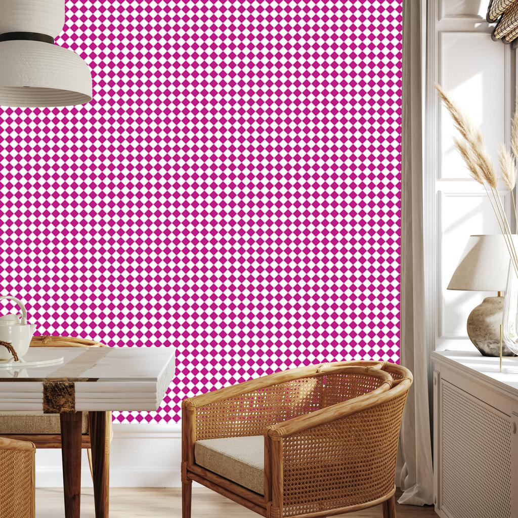 Geometric rhombus wallpaper powder pink, purple and white 50x1000