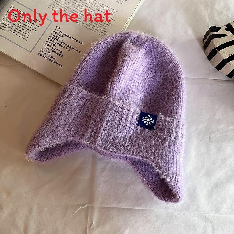 Soft Polyester Knit Ear Cover Hat For Autumn Winter Casual Womens Wear