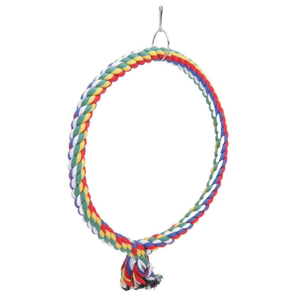 Bird Cotton Rope Ring Toy Colorful Parrot Swing Toys for Parakeets Cockatiels Conure Lovebirds Finches Macaw L