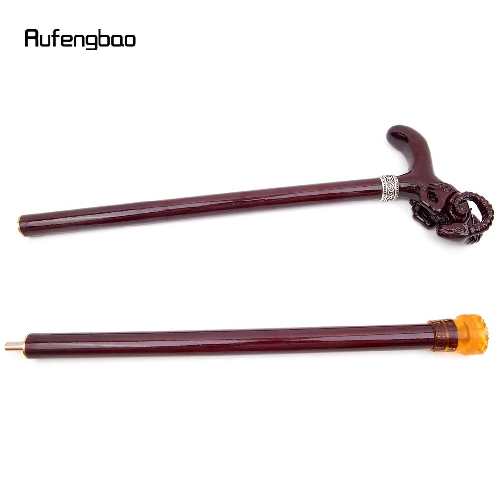 Brown Goat Wooden Fashion Stick Decorative Vampire Cospaly Party Wood Walking Cane Halloween Mace Wand Crosier 95cm