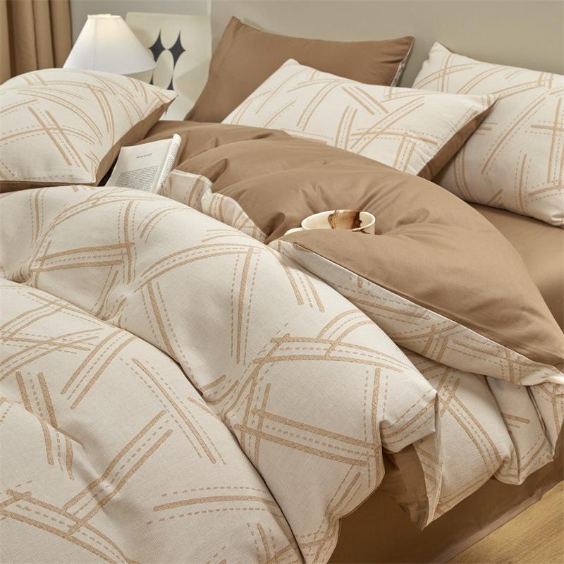 Class A 120 Maternal And Infant Grade Jacquard Pure Cotton 4Pcs Set Xinjiang Cotton Cotton Naked Sleeping Sheet Quilt Cover Mattress Model