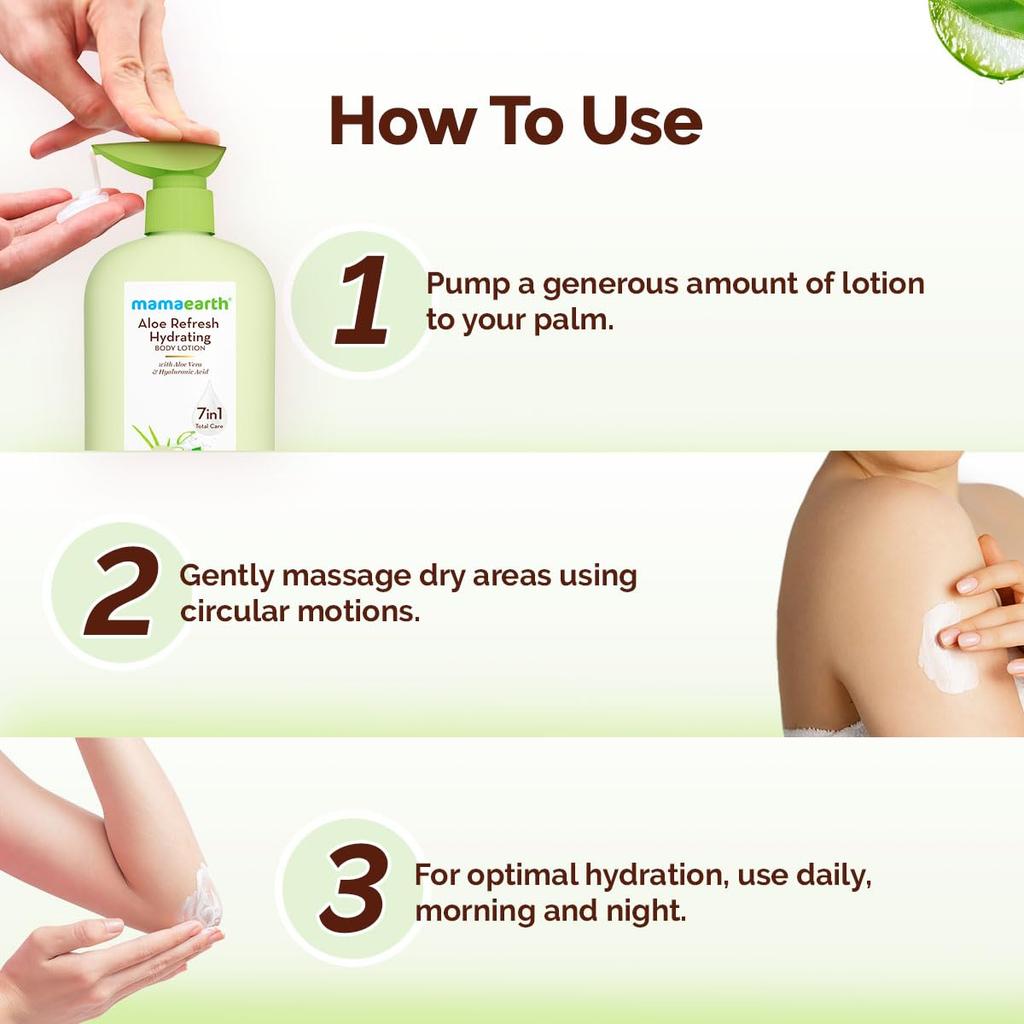 Mamaearth Aloe Refresh Hydrating Body Lotion 400ml | Lightweight Non-Sticky Moisturizer for Soft Smooth Skin