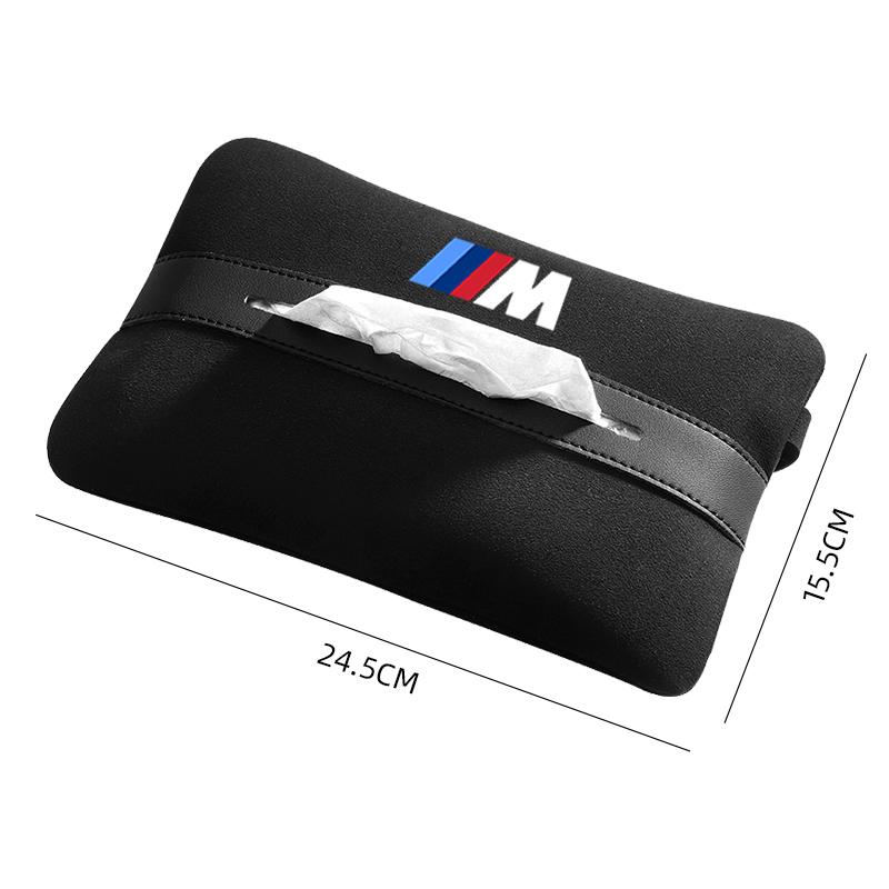 Car Flip Fur Car Seat Back Hanging Tissue Box Car Armrest Box Napkin Bag Set For BMW M Power Performance M3 M5 X1 X3 X5 Sticker OH6