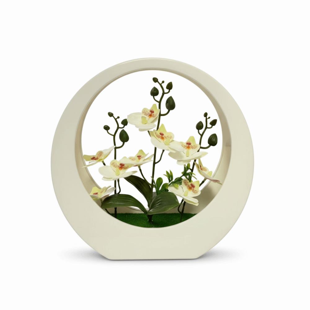 

Ornaments Artificial Orchid Pot Plant Home Decor Moon Shape Orchid Potted Plant Decorative Floral Art Imitation Flower Bonsai белый