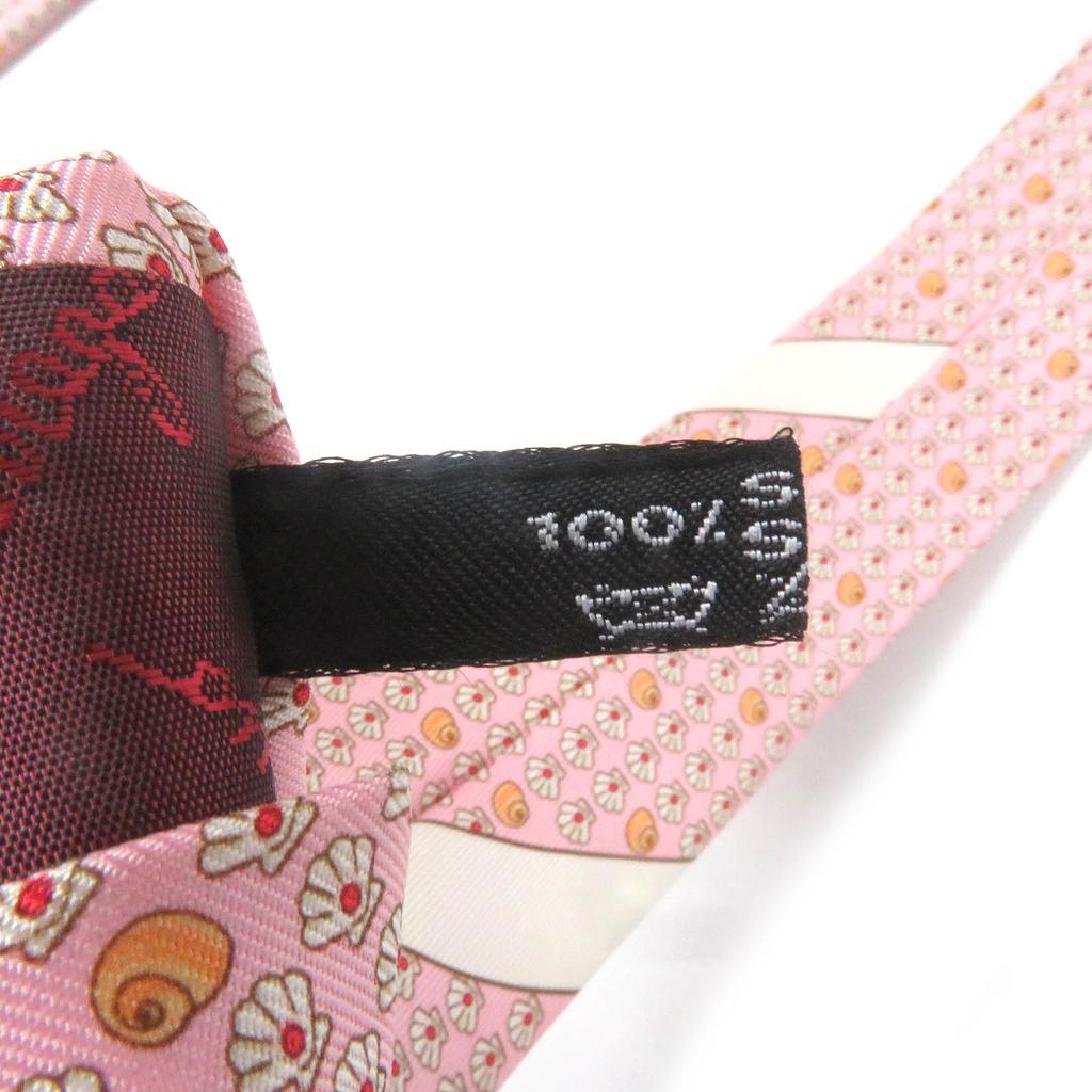 Pristine Salvatore Ferragamo tie Shell pattern wide tie pink silk mens Used