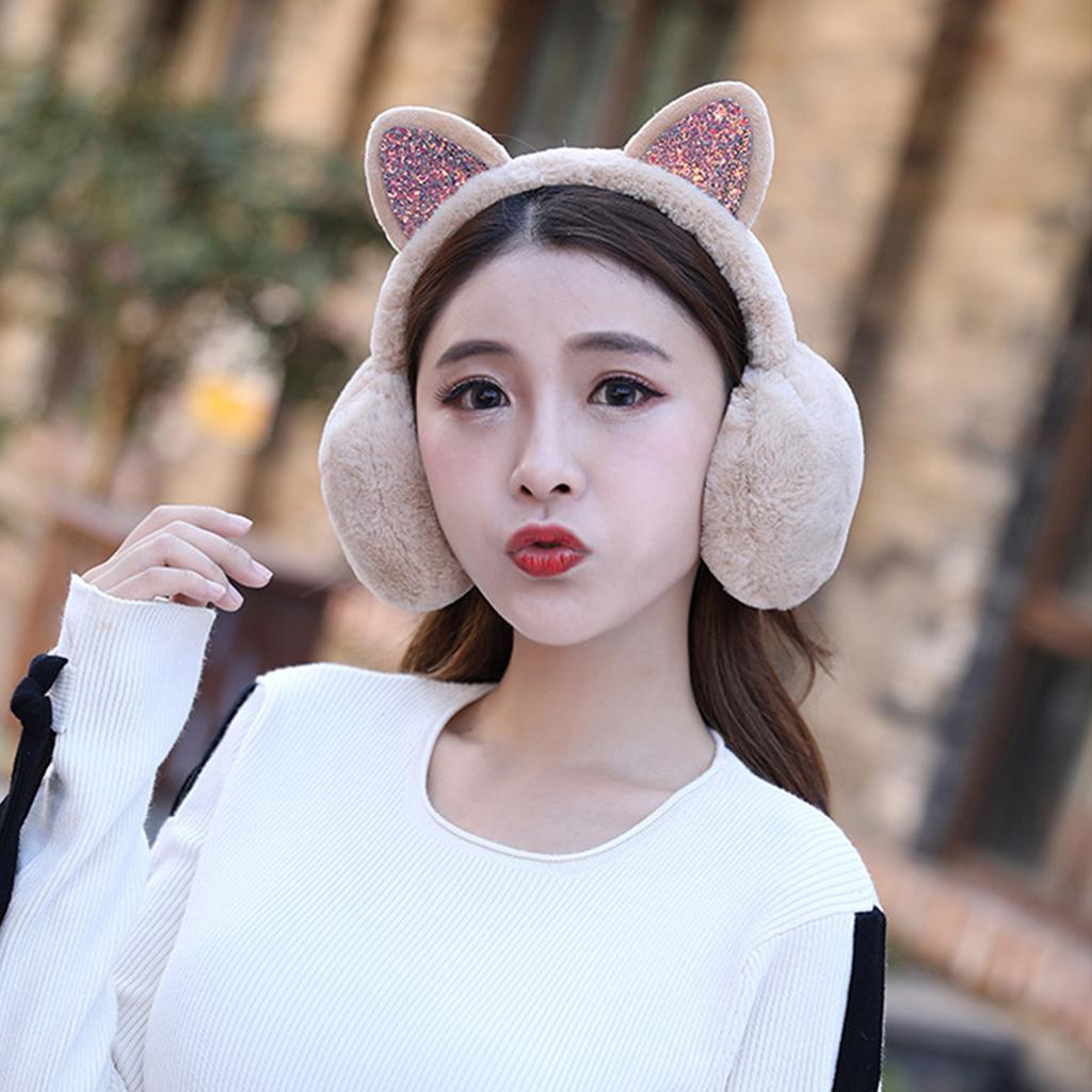 Cartoon Cat Ear Warm Ear Muffs for Adult Teens Thick Ear Covers for Warmth Cold Weather Winter Activity Ear Protectors