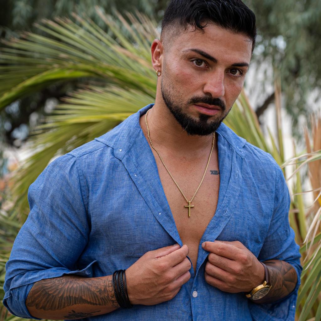 Gold Chain Cross 60cm Christian Crucifix [SERASAR] Men's - Men's