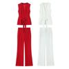 Zbzr Spring New Women clothes Western Style With Belt Vest Top Trumpet pants 2390198 2377198