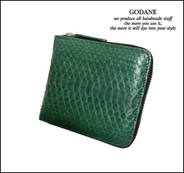 Godin Round Folding Wallet sppw8002cp.DGR (Dark Green) Diamond Python Short Wallet