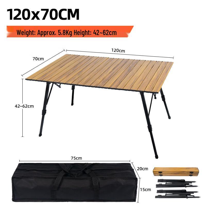 ZISIZ Wood Grain Aluminum Alloy Folding Table
