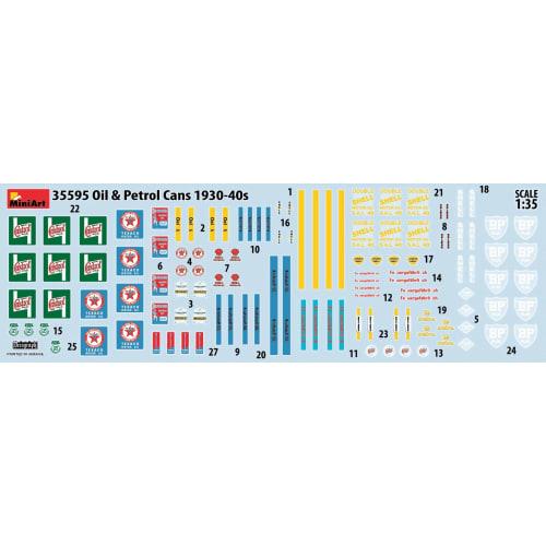 Miniart 1/35 Oil & Petroleum Can Set, 1930s-40s, Plastic Model, MA35595