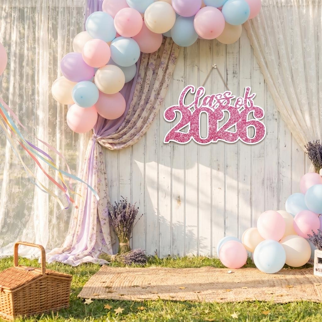 Wooden Graduation Sign Class of 2026 Hanging Decoration Party Prop Photo Booth Accessory for Graduation Celebration Event