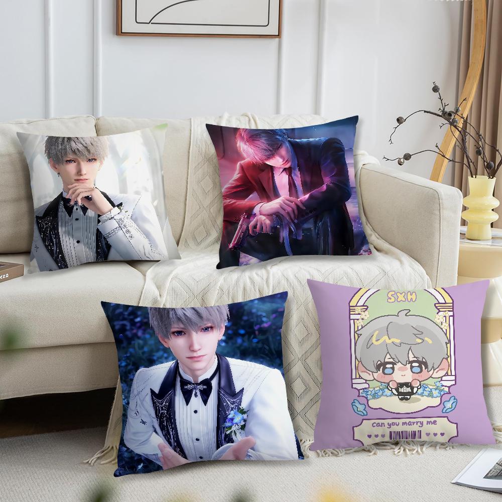Xavier Love and Deepspace Wedding Card Chibi Cushion Cover Soft Pillow Case for Sofa Living Room Home Decor Protective Covers