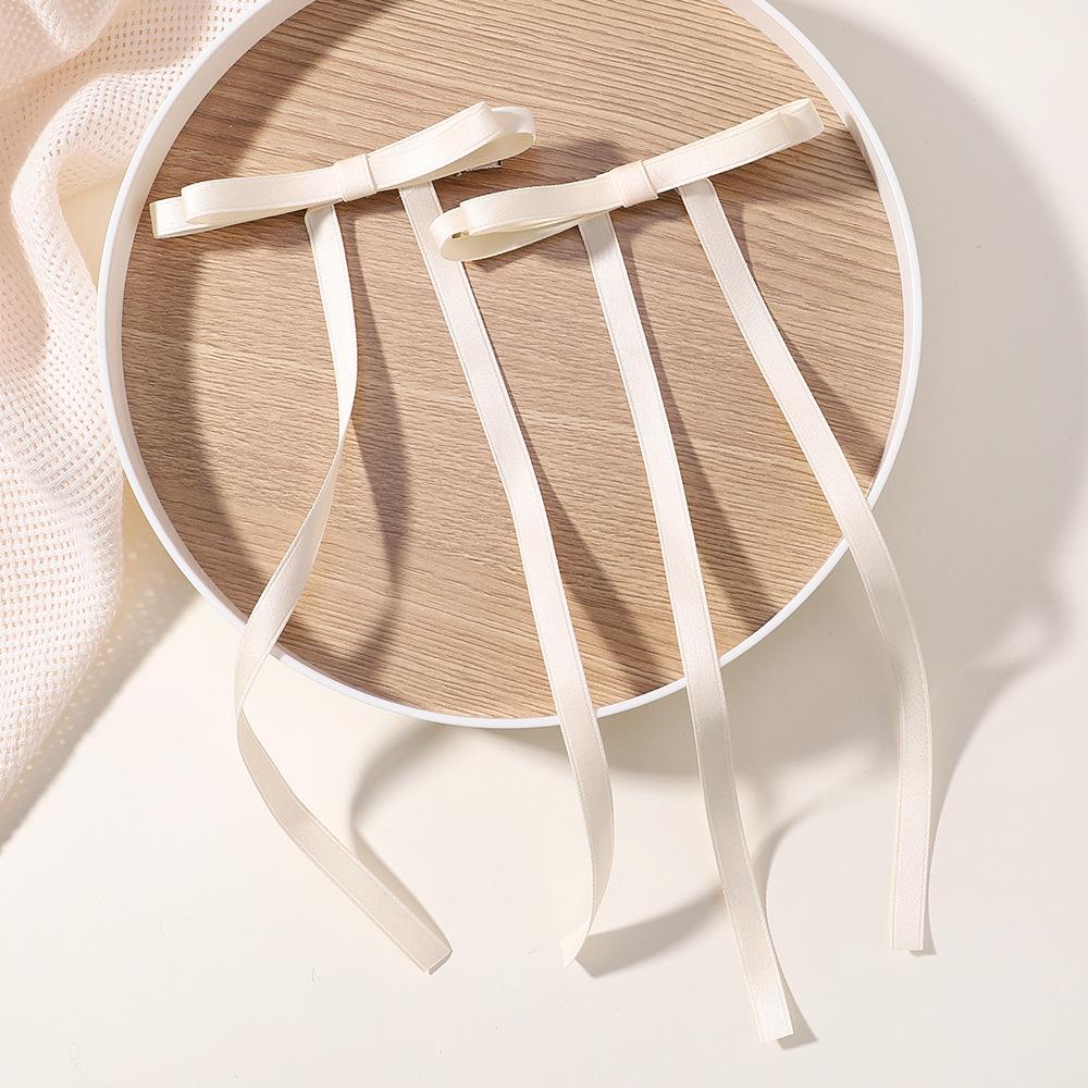Popular Tassel Streamer Bow Hairpin Polyester Cotton Maillard Children'S Hairpin Hair Accessories Duck Bill Clip 3631