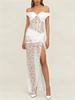 European and American style popular new dress tube top halter lace high split skirt shrink pleated hip wrap dress