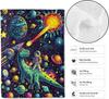 Space Adventure Dinosaur Throw Blanket,Soft,Lightweight Flannel,Astronaut Dino Planet Blankets - Gifts for Kids Boys Gir