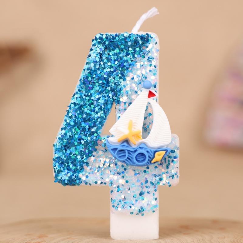 Sailing Number Birthday Candle Cake Party Decoration First Birthday Handmade Candle 0-9