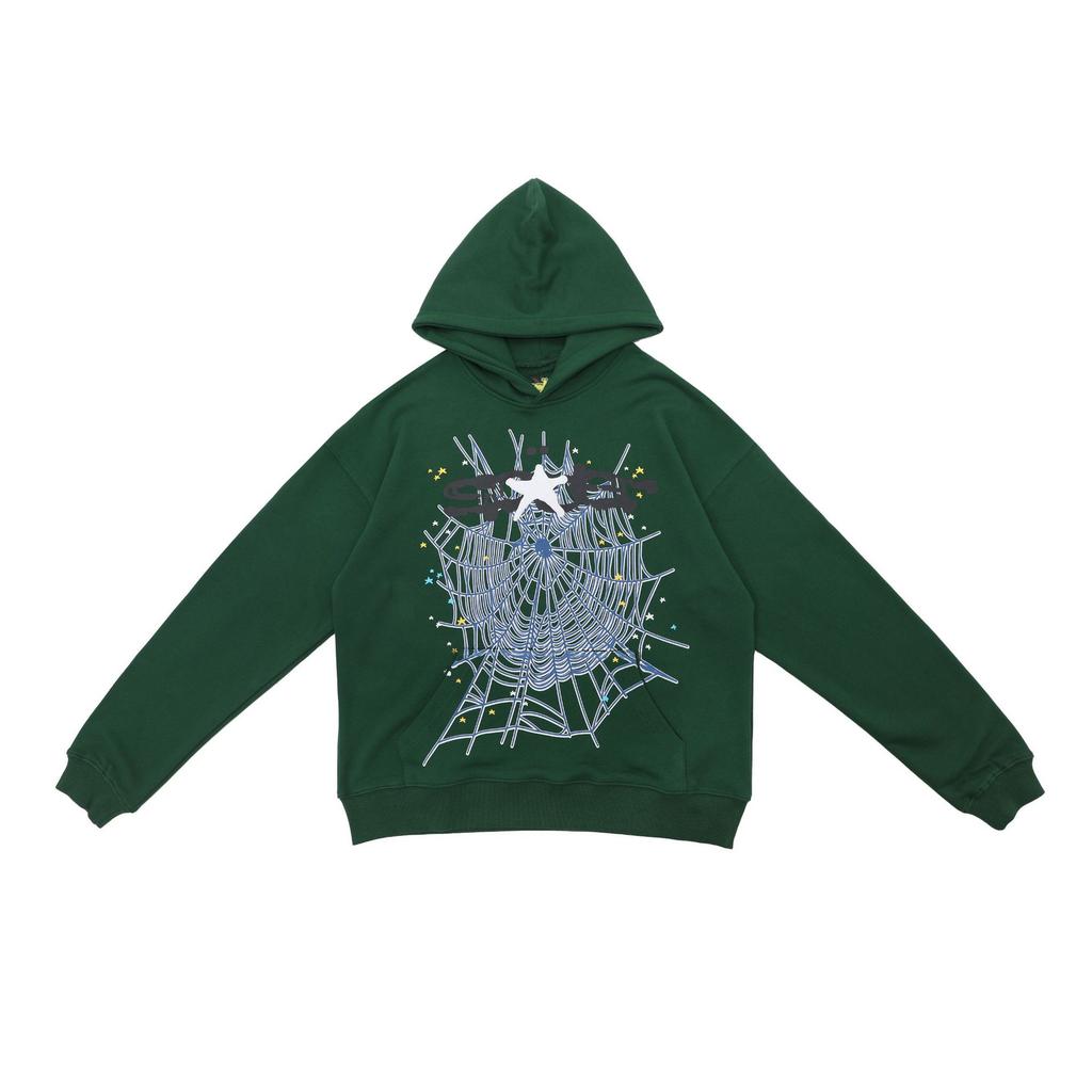 American Trendy Brand Sp5der 555555 Spider Web High Street High Quality Pure Cotton Terry Men's and Women's Hoodies Sweater