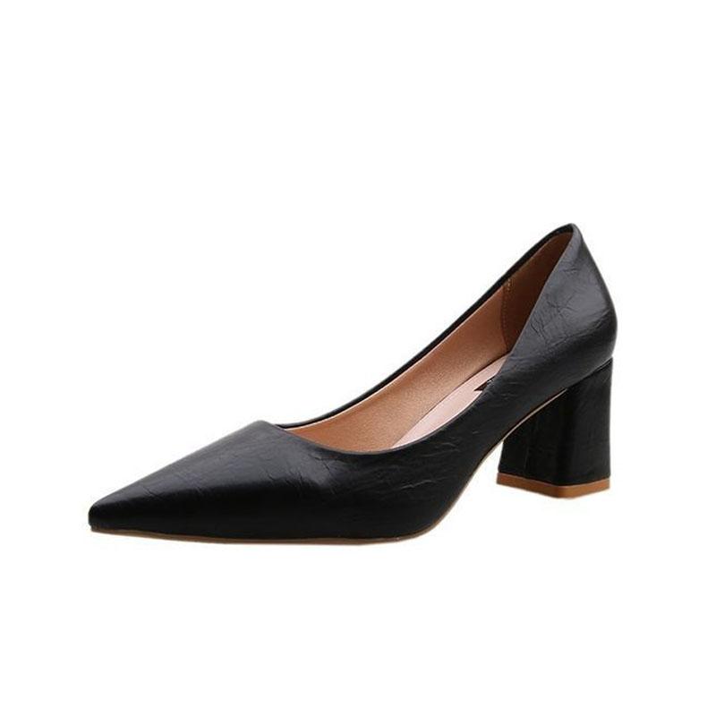 Dicke High Heel Schuhe Damen Pumps Spitze Zehen Arbeitsschuhe Frau Slip On Plateau Pumps Lady Frühling Herbst zapatos de mujer WSH3168
