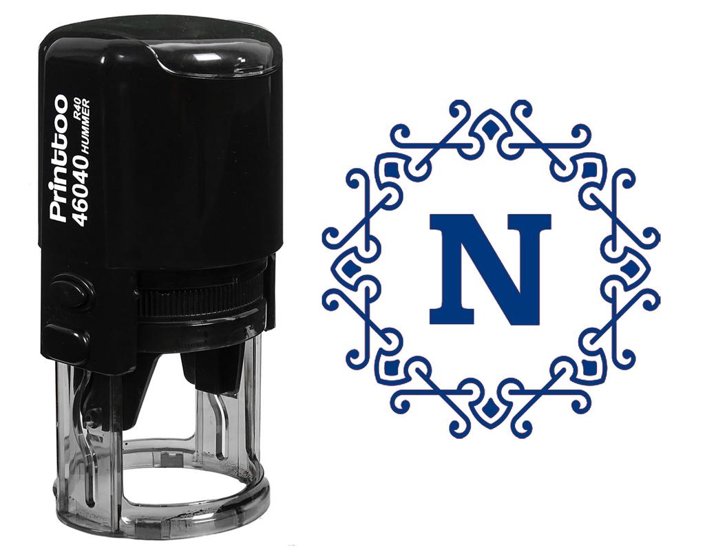 Printtoo Self Inking Octagon Celtic Swirl Frame Alphabet N Monogram Initial Office Stationary R-40 Rubber