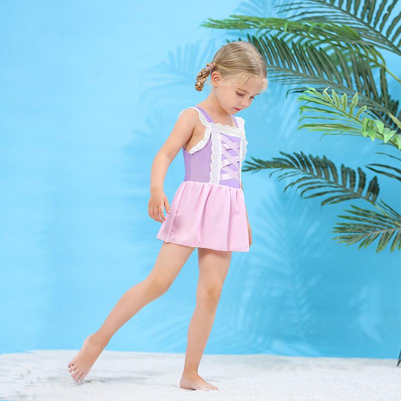 2026 Girls' Disney Princess One-Piece Swimsuit: Cinderella, Snow White & Rapunzel Design