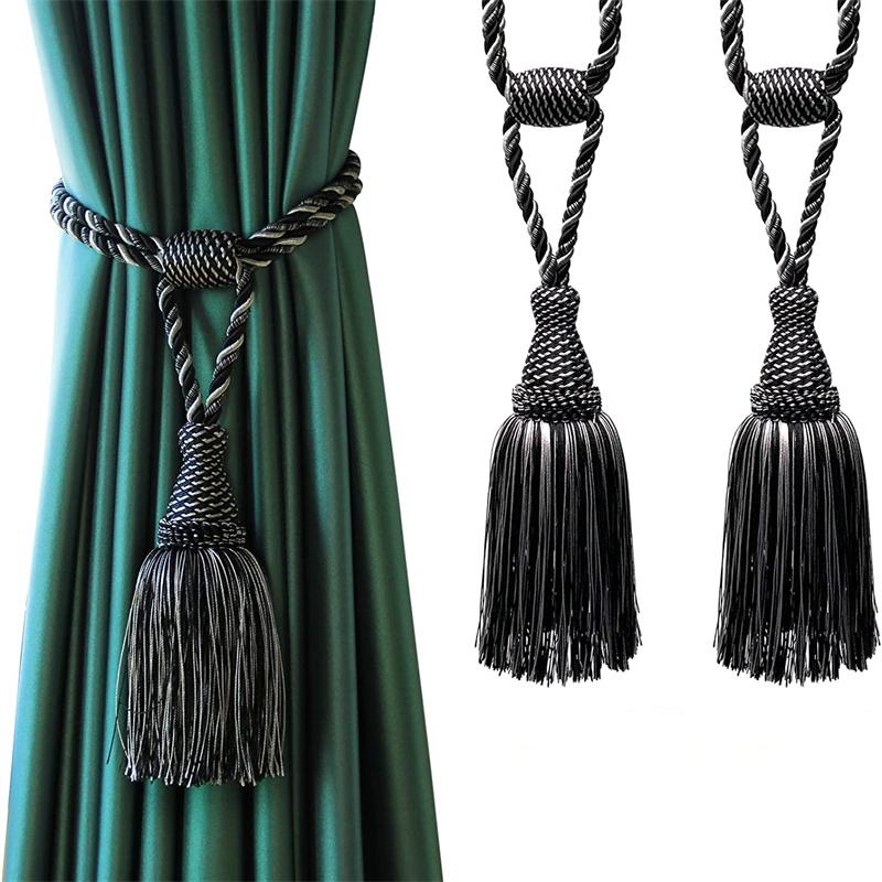 

2Pcs Tassels Штора Tieback Золотий висить М яч Оплітка Мотузка Утримуюча віконна штора Аксесуари для кімнати Штори Тримач Пряжка Ремінець 2PC білий/чорний