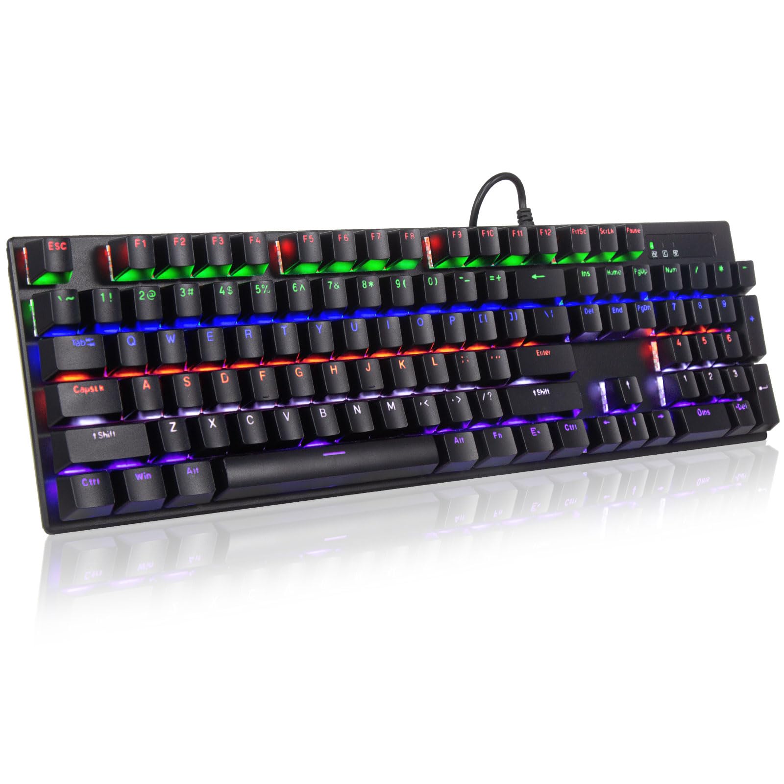 

HUO JI CK608 Wired Gaming Red English Quiet Fast with Numeric Rainbow LED Compatible with Keyboard, Switches, Mechanical, Layout, Operation, Response, чорний
