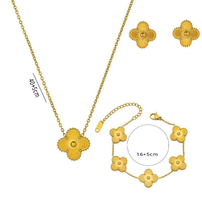 3PCS Advanced Clover Bracelet Necklace Earring Set