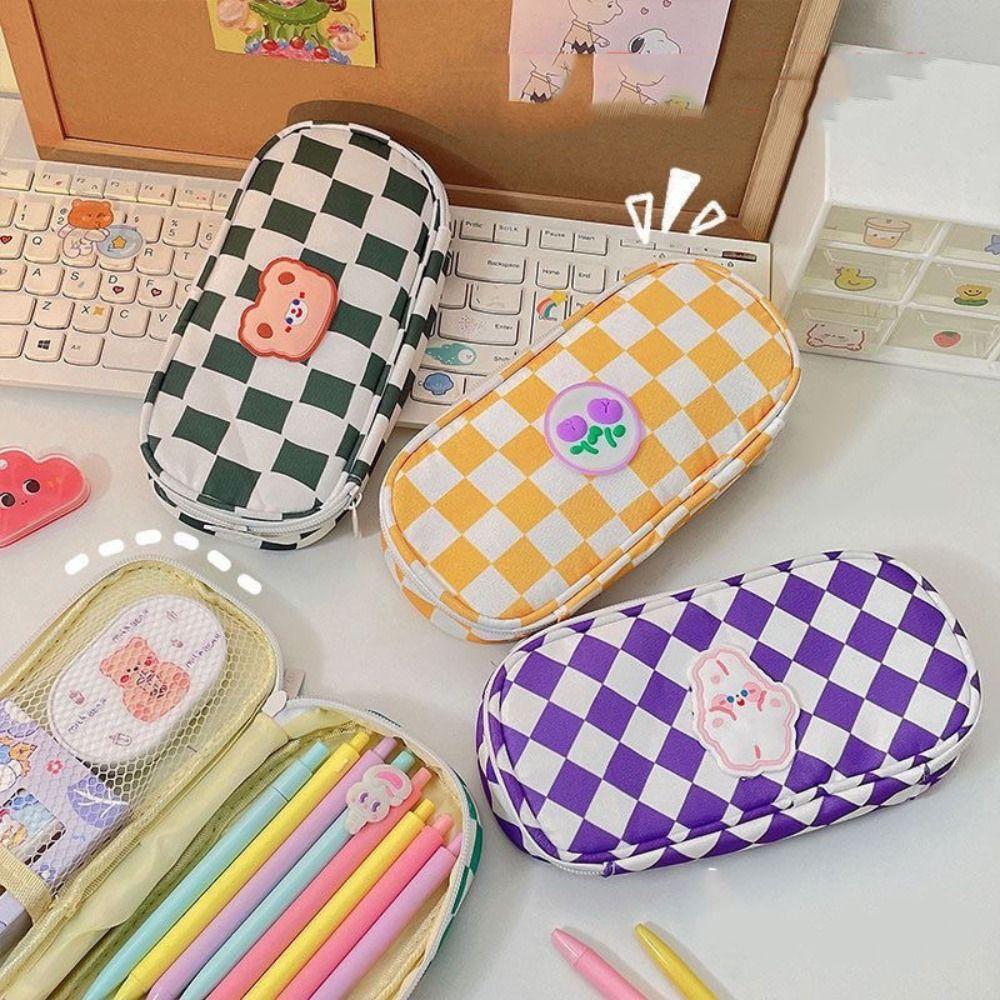 

Large Capacity Pen Bag Zipper Stationery Storage Box Makeup Bag Pencil Case Scrapbook жёлтый