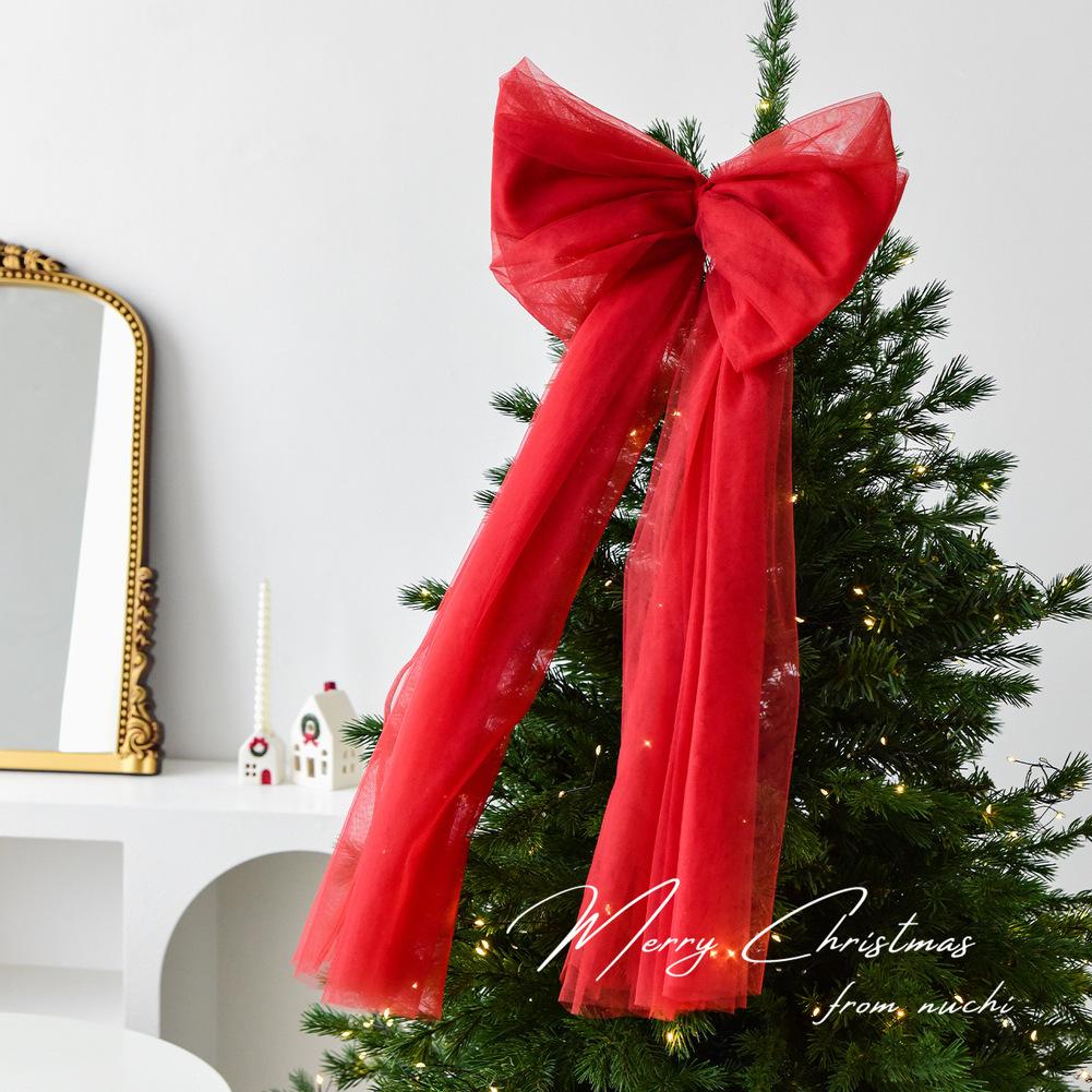 Holiday Decorative Bow for Christmas Tree and Wreaths with Easy Attachment Polyester Bow Knot in Multiple Colors