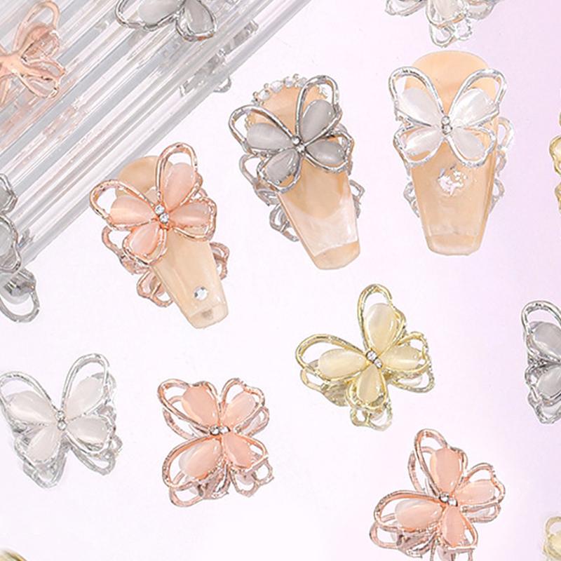 3Pcs Diy Nail Art Decoration 3D Cat'S Eye Butterfly Nail Art Charm  Nail Drill For Manicure Design Accessory