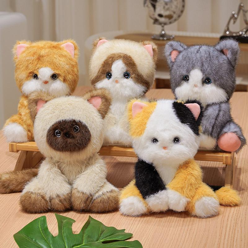 24 cm Cartoon Schattige Kat Pluche Pop Realistische Siamezen Kat Ragdoll Oranje Zwart Witte Kat Pluche Speelgoed Huisdecoratie Begeleidingscadeau about 24cm