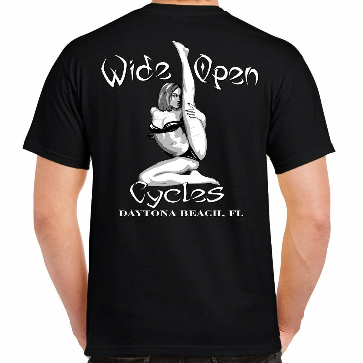 Wide Open Cycles Shirt Skull Motorcycle no Harley Stripper funny Biker T-Shirt XXL