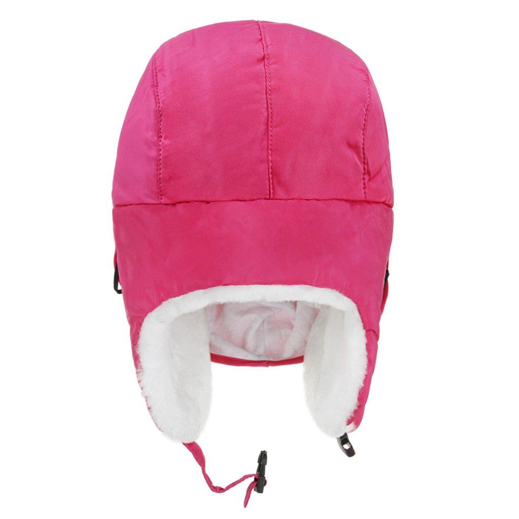 Chapéu de Piloto de Inverno com Protetor de Orelha e À Prova de Vento para Meninos e Rosa para Esportes de Inverno e Atividades ao Ar Livre Abas para Crianças, Meninas, Vermelho,