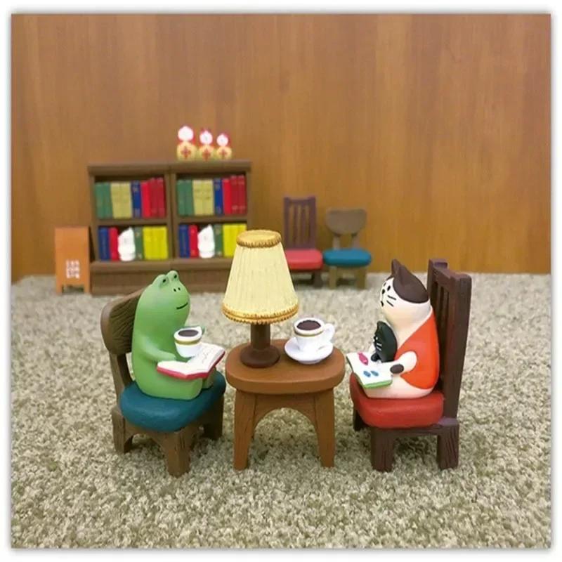 Japanese Zakka Bookstore Series Cat Bookshelf Miniature Resin Craft Toys, Collectible Home Decoration Accessories, DIY Ornaments