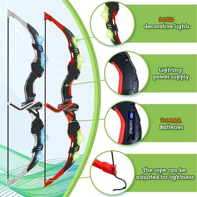 Set de Arco y Flechas para Niños con Luces Arco Luminoso y Juego de 20 Flechas de Ventosa Interior y Exterior
