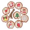18pcs/set Vintage Christmas Tree Wood Pendant Cartoon Xmas Tree Hanging Ornament  New Year
