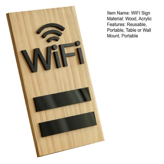 Yousheng Wifi Sign Tabletop Wooden WIFI Password Sign Wireless Network Display Board for Restaurant Supermarket Office Home Bar Coffee Dorms