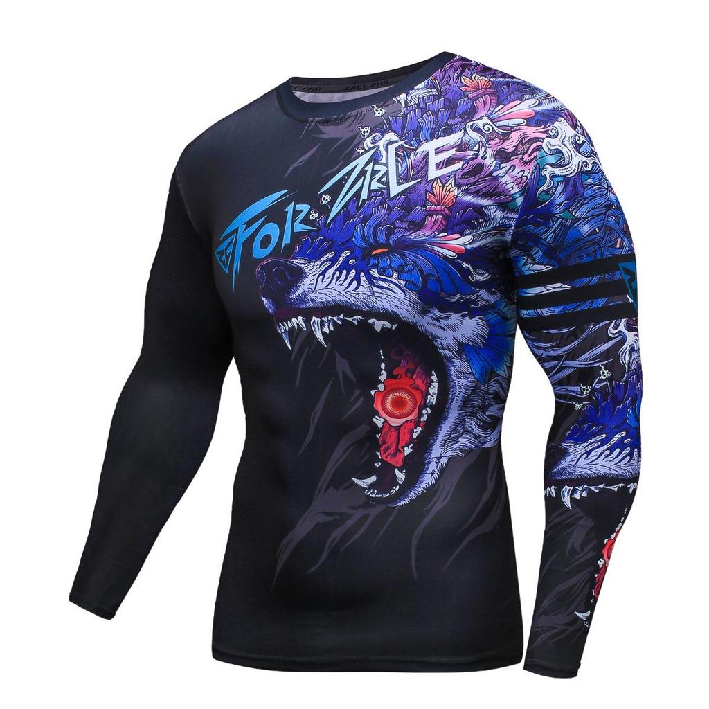 Men's Quick-Dry Long-Sleeve Gym Training Top and Running Tights