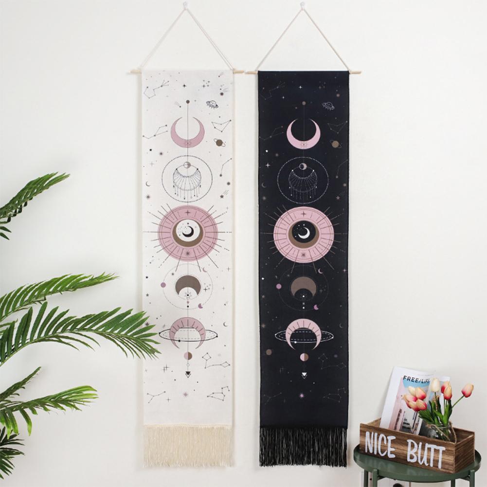 Decorative Tapestry Lunar Eclipse Cycle Painting Tassel Tapestry For Home Living Room Decoration