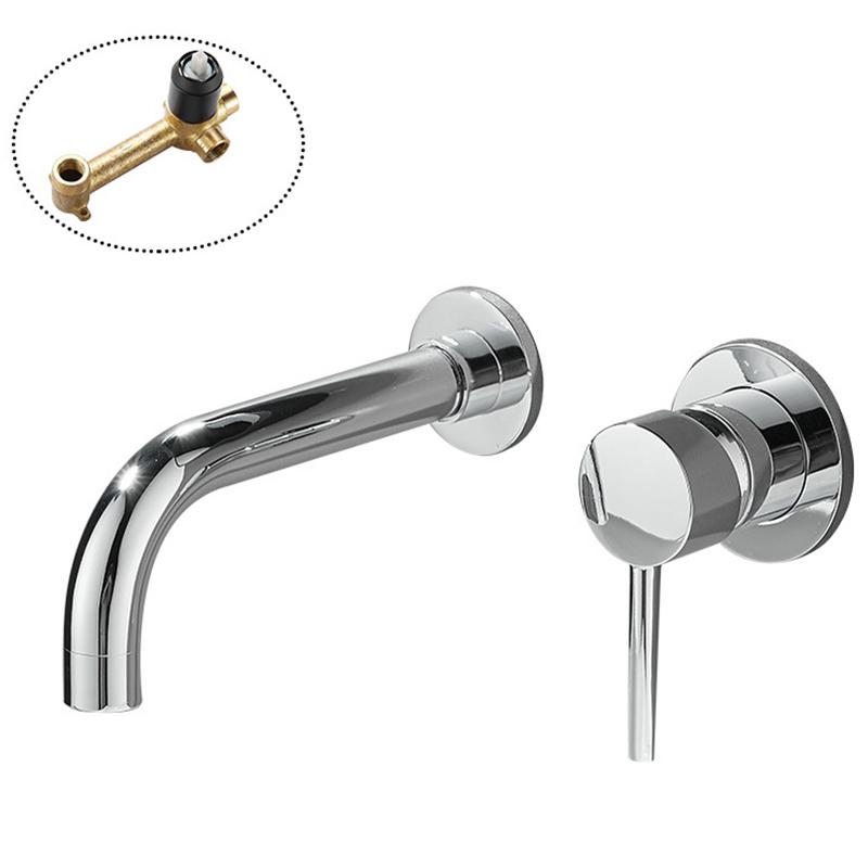 

Basin Sink Faucet Bathroom Mixer Tap Wall Faucet Brass Matt Black With Single Handle Hot Cold Water White Rose Gold Set