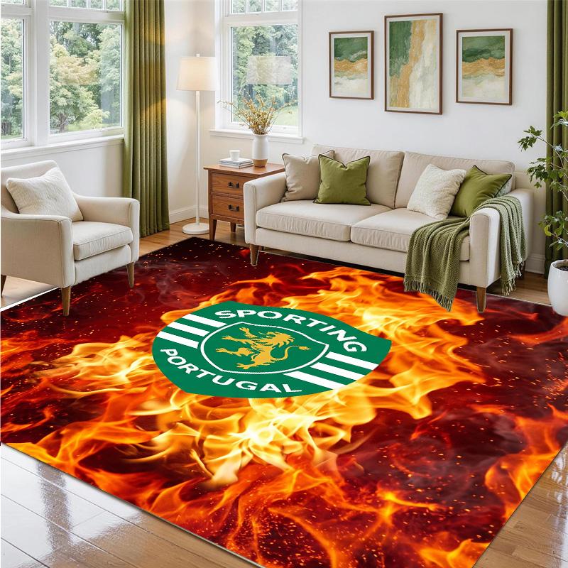 Sporting CP FC Design Crystal Velvet Rug Soft Decorative Mat for Bedroom Entrance