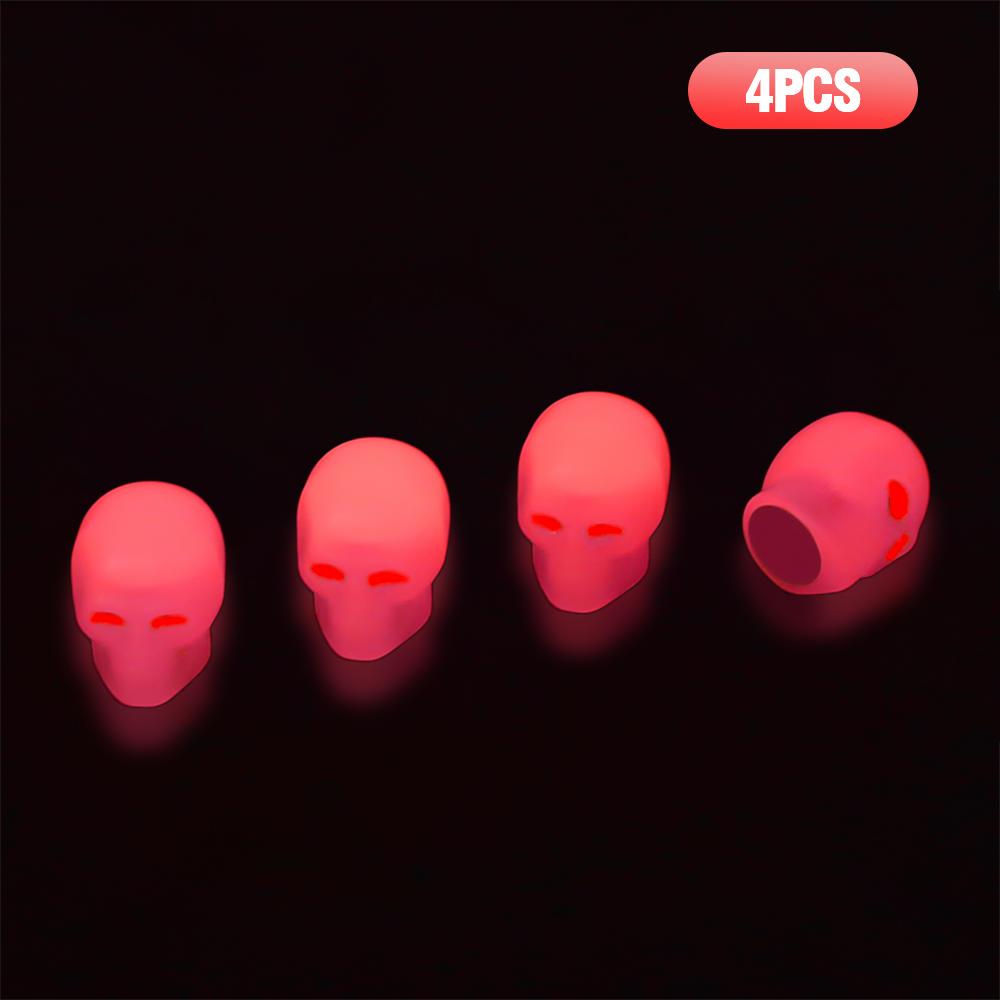 Skull Tire Luminous Valves Cap Night Glowing Tyre Nozzle Cover Universal Auto Truck Motorcycles Bike Fluorescent Valve Stem Caps