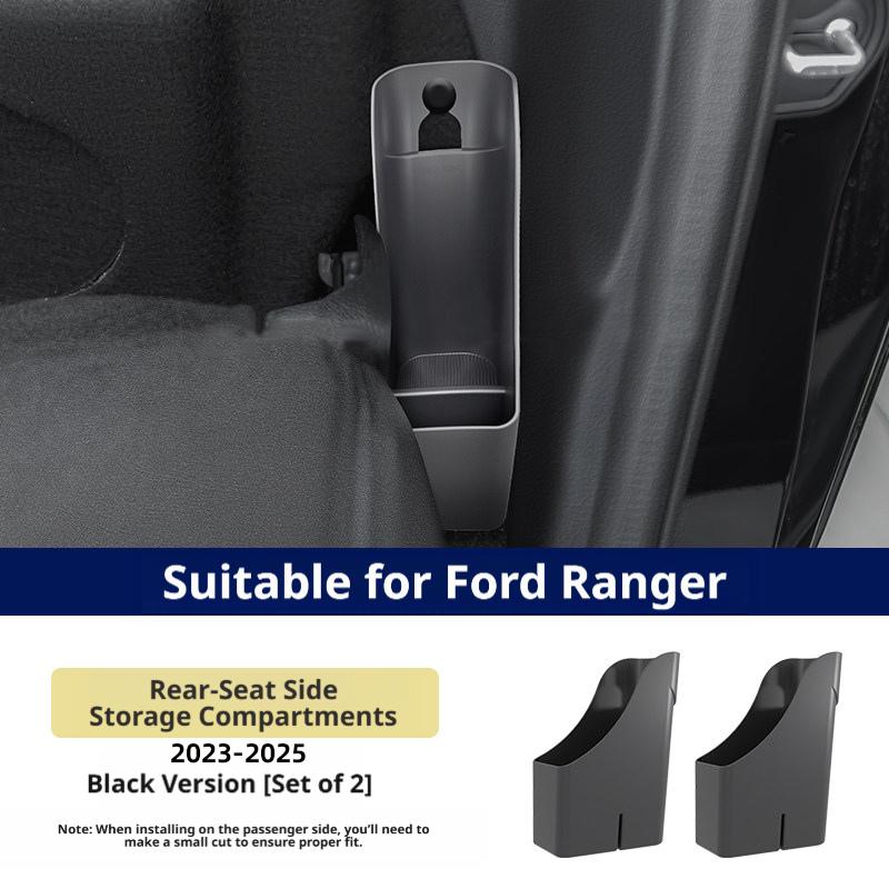 For Ford Ranger 2023-2025 Rear Seat Two Side Storage Box Black Orange 1 Piece Interior Space Organizer Rear Cargo Tidying Accs